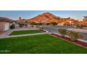 Neighborhood view showcasing the lush front yard with mountain views at 13014 N 23Rd Pl, Phoenix, AZ 85022