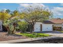 Inviting home exterior showcasing lush landscaping and a spacious driveway with a two-car garage at 3825 E Irwin Ave, Mesa, AZ 85206