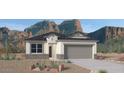 Charming single-story home featuring desert landscaping and a two-car garage, set against a mountain backdrop at 1372 W Hess Ave, Coolidge, AZ 85128