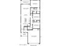 Layout of a one-story home featuring an open kitchen, bedrooms, and a two-car garage at 1432 W Hess Ave, Coolidge, AZ 85128