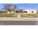 Sprawling home exterior featuring a well-maintained lawn, mature trees, and a stucco wall for added privacy at 4010 E Grandview St, Mesa, AZ 85205