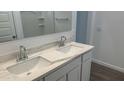 Bathroom vanity with double sinks, white countertops, and modern fixtures for a clean aesthetic at 48503 N Duran Way, Gold Canyon, AZ 85118