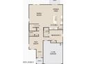 Layout of the home's first floor featuring a kitchen, bedroom, flex room and 2 car garage at 2087 E Bucking Bronco Dr, San Tan Valley, AZ 85140