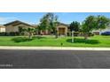 Beautiful single-story home with well-maintained landscaping, mature trees and green lawn at 3531 E Norwood Cir, Mesa, AZ 85213