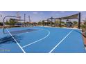 Community basketball court is shown featuring well-maintained blue and white playing surface at 4459 E Warlander Ln, San Tan Valley, AZ 85140