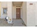 Close-up of a home's front entry with a security door and a 'Welcome' sign at 2013 E Dust Devil Dr, San Tan Valley, AZ 85143