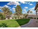 Lush backyard with a well-maintained lawn and a white fence bordering the space at 1998 S Starling Dr, Gilbert, AZ 85295