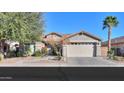 Charming single-Gathering home with desert landscaping, mature trees, and a two-car garage at 21857 N Gibson Dr, Maricopa, AZ 85139