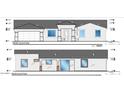 A realistic architectural rendering of the home's front and rear elevations showcasing design elements and dimensions at 40715 W Georgia Ave, Tonopah, AZ 85354