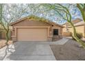 Charming single-story home featuring a neutral stucco exterior, well-kept landscaping, and a spacious two-car garage at 2444 S Terrell --, Mesa, AZ 85209