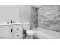 Elegant bathroom showcasing tiled walls, modern vanity, and well-maintained fixtures at 600 S Dobson Rd # 175, Mesa, AZ 85202