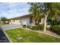 Residential street with single-story homes, featuring two-car garages and well-maintained landscaping at 2662 S Springwood Blvd # 341, Mesa, AZ 85209