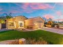 Single-story home with a well-maintained lawn, mature landscaping, and a two-car garage at 835 E Virgo Pl, Chandler, AZ 85249