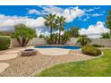 Backyard pool surrounded by palm trees and desert landscaping at 2551 E Buena Vista Pl, Chandler, AZ 85249