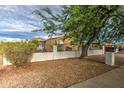 The front yard has desert landscaping and a white brick fence for privacy at 17841 N 20Th St, Phoenix, AZ 85022