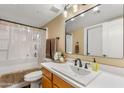 Well-lit bathroom features modern fixtures, vanity with countertop, and shower with curtain at 1351 N Pleasant Dr # 1045, Chandler, AZ 85225