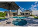 Backyard pool and spa area with a large umbrella to provide shade at 5045 E Calle Del Sol --, Cave Creek, AZ 85331
