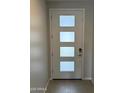 A modern white front door with four frosted glass panes at 34825 N Kaden Rd, San Tan Valley, AZ 85144