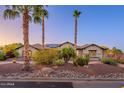 Charming home featuring lush desert landscaping and a well-manicured front yard at 14124 W Christy Dr, Surprise, AZ 85379