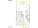 Layout of the first floor, with the garage, kitchen, living room, dining area and a bedroom at 40250 N Alegre Dr, San Tan Valley, AZ 85140