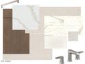 A selection of coordinated bathroom finishes includes cabinets, countertops, tile, and hardware at 23880 N 127Th St, Scottsdale, AZ 85255