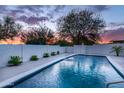 Refreshing pool surrounded by well-maintained landscaping and a white privacy fence at 6802 N 22Nd Pl, Phoenix, AZ 85016