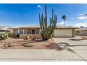 Charming home featuring desert landscaping, gravel yard, mature cactus, and a well-maintained exterior at 15227 N Rosewood Dr, Sun City, AZ 85351