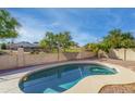 Sparkling kidney-shaped pool with a diving board and desert landscaping at 6439 W Adobe Dr, Glendale, AZ 85308