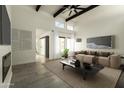 Bright living room featuring high ceilings, modern furnishings, and stylish decor at 4836 N 72Nd Way, Scottsdale, AZ 85251