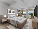 Comfortable bedroom with neutral tones, recessed lighting, and large windows, creating a serene atmosphere at 7157 E Rancho Vista Dr # 3001, Scottsdale, AZ 85251