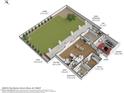 Isometric floor plan showcasing layout with bedrooms, bathrooms, kitchen, and outdoor patio at 8049 E Des Moines St, Mesa, AZ 85207