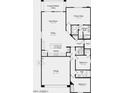 Layout featuring a primary suite, great room, kitchen, two bedrooms, a two-car garage, and a covered outdoor living space at 14493 W Sand Hills Rd, Surprise, AZ 85387