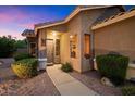 Inviting front door with sidelight windows and easy access walkway at 7471 E Desert Vista Rd, Scottsdale, AZ 85255