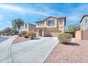 Charming two-story home featuring a well-maintained front yard and a spacious two-car garage at 21354 N Denver Ct, Maricopa, AZ 85138