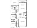 Layout showcasing four bedrooms, two baths, an open-concept kitchen, great room, and a covered patio at 5771 E Axle Ln, San Tan Valley, AZ 85140