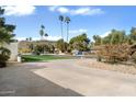 Long driveway leading to a beautiful house, surrounded by lush greenery and tall palm trees at 339 W Southern Hills Rd, Phoenix, AZ 85023