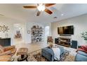 Spacious living room with wood flooring and open-concept design at 7822 S 15Th Way, Phoenix, AZ 85042