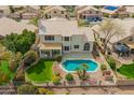 A beautiful backyard boasts a pool, lush greenery, and charming landscaping at 5332 W Linda Ln, Chandler, AZ 85226