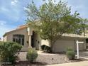 Charming single-Gathering home featuring a well-maintained lawn with mature landscaping and a circular driveway at 243 W Candlewood Ln, Gilbert, AZ 85233