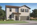 Charming two-story home featuring a tile roof, neutral stucco exterior, and attached two-car garage at 32611 N Jasper St, San Tan Valley, AZ 85143