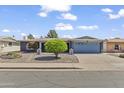Inviting single-story home with a well-kept lawn, mature tree, and an attached two-car garage at 4055 E Catalina Cir, Mesa, AZ 85206