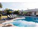 Backyard pool with lounge chairs offers a relaxing outdoor oasis perfect for entertaining and enjoying sunny days at 13219 N 46Th Pl, Phoenix, AZ 85032