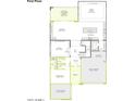 First floor plan featuring a spacious living area, kitchen, office, and bedroom with attached garage at 1923 E Empeltre Rd, San Tan Valley, AZ 85140