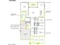 First floor plan shows a spacious home design, with a primary suite, kitchen, game room, and 3-bay tandem garage at 2516 E Tepenade Dr, San Tan Valley, AZ 85140