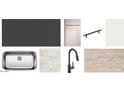 Modern kitchen selections showcasing a stainless steel sink, gray countertops, neutral tile backsplash, and wood-look flooring at 15784 W Beryl Ave, Waddell, AZ 85355
