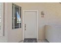 A welcoming front door with decorative details and a sidelight window for natural light at 5450 E Mclellan Rd # 102, Mesa, AZ 85205