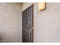Close-up of the front door, showing the security gate and unit number, ensuring privacy and safety at 4554 E Paradise Village N Pkwy # 249, Phoenix, AZ 85032