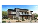 Modern two-story home showcases a private balcony and desert landscaping at 14136 E Harmony Ln, Fountain Hills, AZ 85268