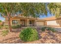 Charming single-story home showcasing desert landscaping, tile roof, and a welcoming entrance at 29900 N Maravilla Dr, San Tan Valley, AZ 85143