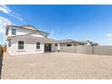 Spacious backyard featuring gravel landscaping, stucco walls, and a covered patio at 17648 W Sanna St, Waddell, AZ 85355